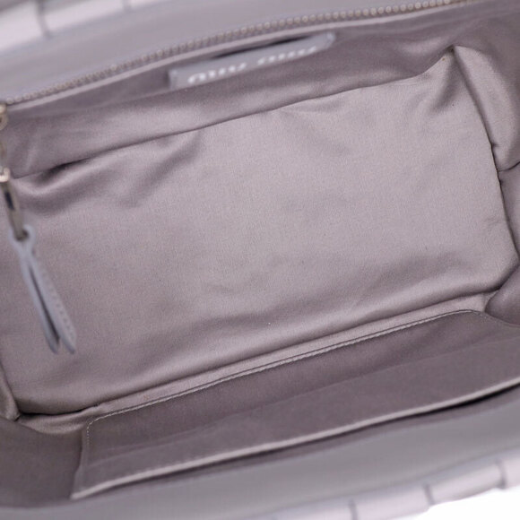 Miu Miu Handbag Shoulder Bag Nappa Intrecciato Leather Gray Cloud - Picture 6 of 9